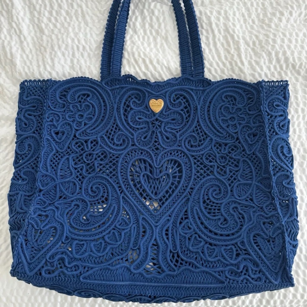 DOLCE & GABBANA Knitted tote Bag Blue DG
